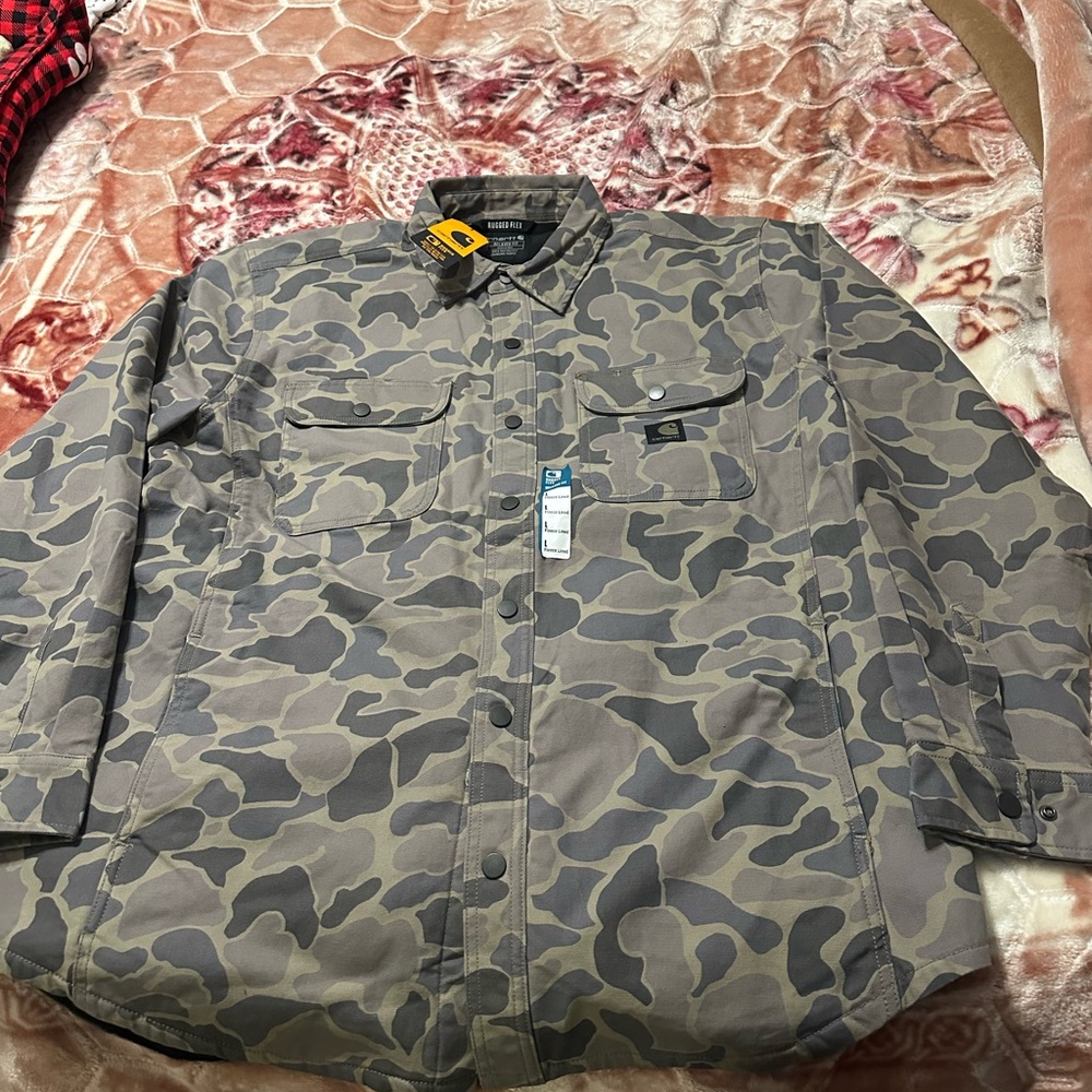 Carhartt Men's Gray Camo Shirt Jacket